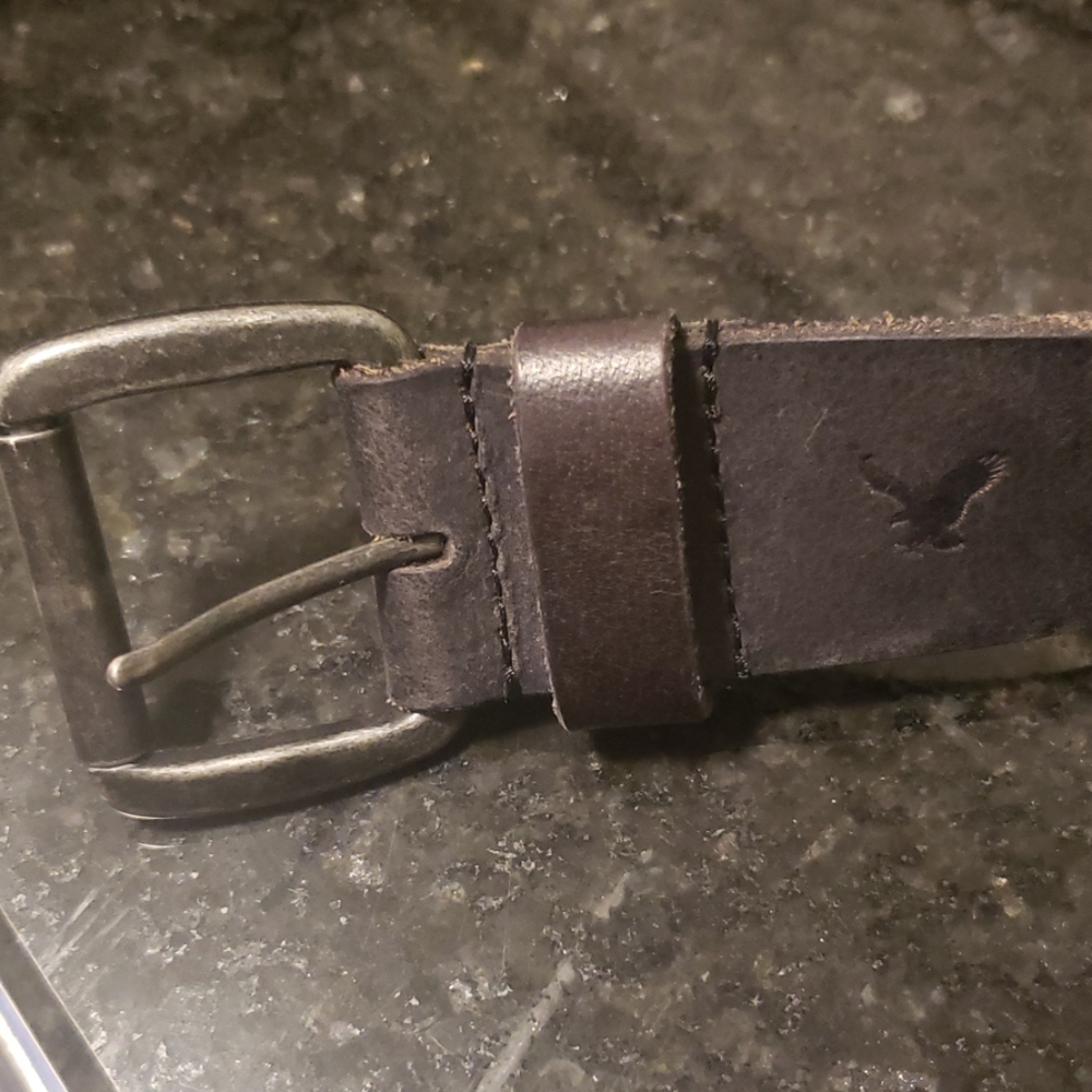 Dark brown leather belt